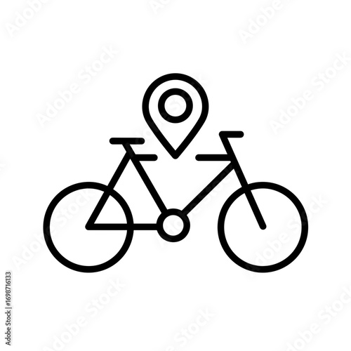 Bike sharing icon with location marker in minimalist style  