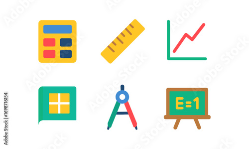 Math education icons for learning and teaching resources design