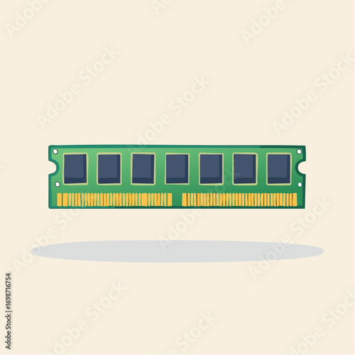 Vibrant Illustration of a RAM Module Depicting Electronic Componentry for Processing Data