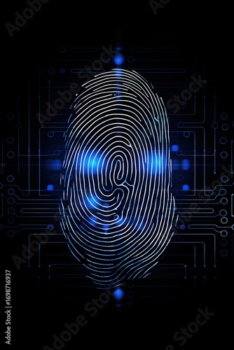 Fingerprint ID concept. A fingerprint scanner is integrated into the printed circuit.