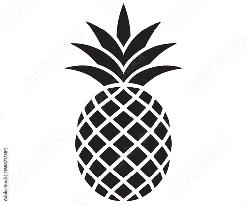 "Silhouette of pineapple fruit in vector illustration, tropical food symbol representing summer, exotic nutrition, healthy lifestyle, freshness, natural product, agriculture, harvest, and botanical de