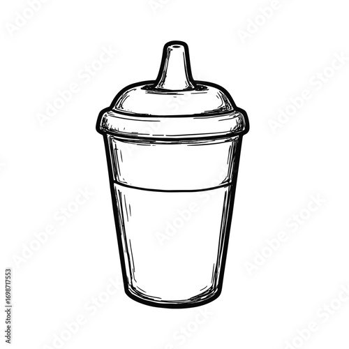 Sippy cup on white background, playful creativity