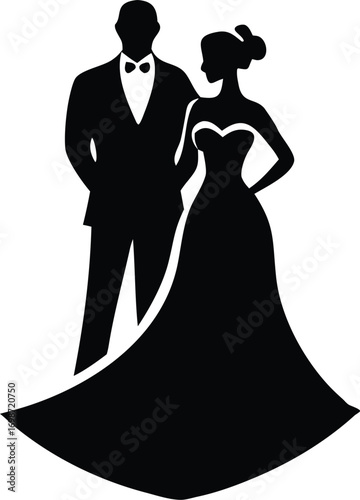 wedding couple logo silhouette vector illustration