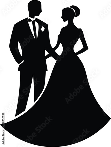 wedding couple logo silhouette vector
