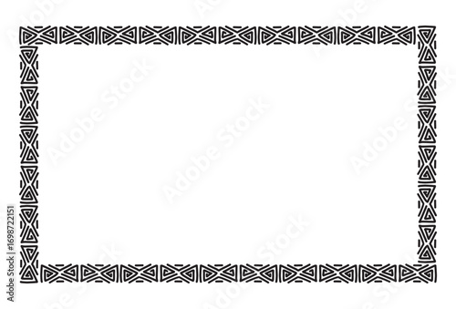 Ethnic frame for your text. Empty space. Black and white