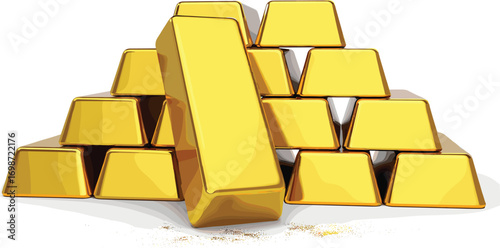 gold bars, stacked bullion illustration, precious metal wealth, luxury investment asset, realistic vector gold bricks, banking, finance, savings concept