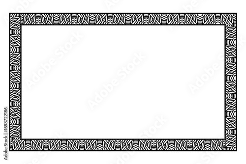Ethnic frame for your text. Empty space. Black and white illustration