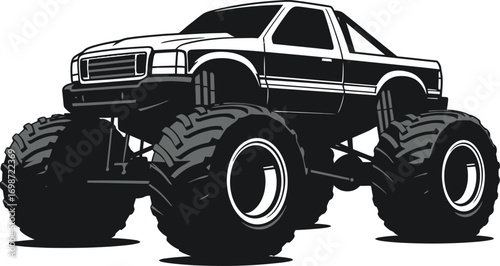 monster truck silhouette on transparent background
