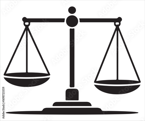 "Vector silhouette of balance scales symbol of justice and fairness"