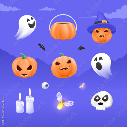 set of vector cliparts with a Halloween theme.