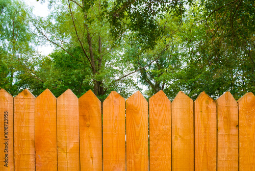 closeup wooden fence in the park