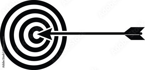 target with arrow hitting center silhouette on transparent background