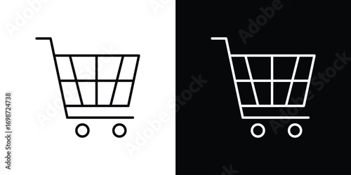 Shopping cart icons. Stroke line art icons