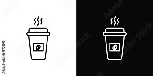 coffee cup icons. Stroke line art icons