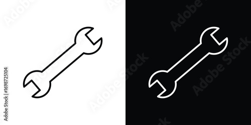 Wrench icons. Stroke line art icons