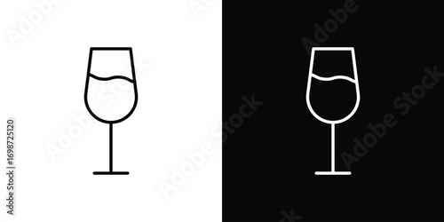 Wine glass icons. Stroke line art icons