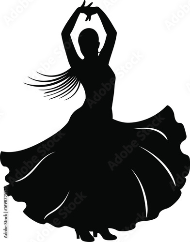 graceful dancer silhouette on transparent background