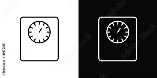Weight scale icons. Stroke line art icons