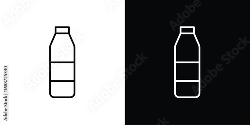 Water bottle icons. Stroke line art icons