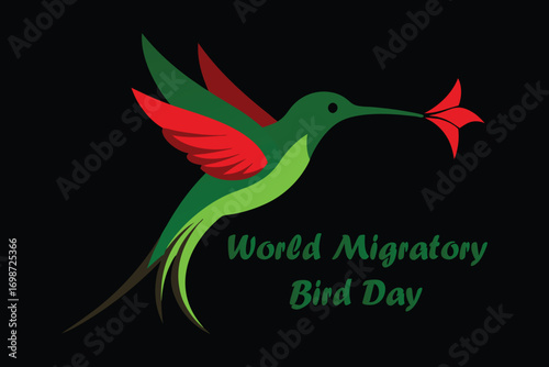 World Migratory Bird Day Hummingbird Feeding Vector