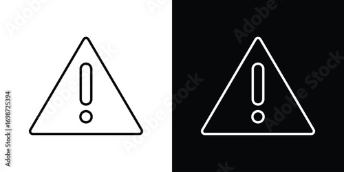 Warning triangle icons. Stroke line art icons