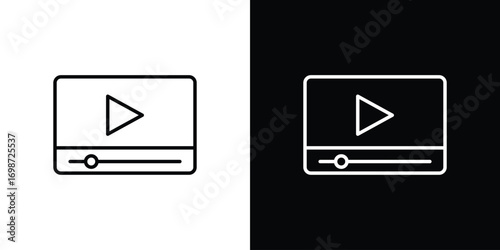 Video tutorial icons. Stroke line art icons
