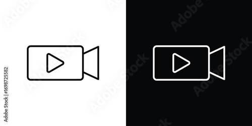 Video camera icons. Stroke line art icons