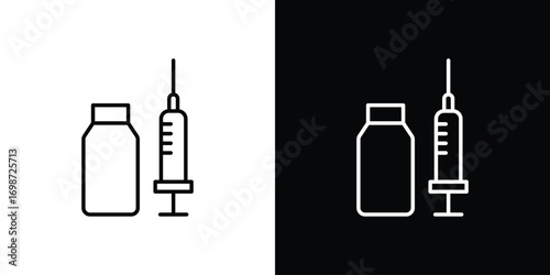 Vaccination icons. Stroke line art icons