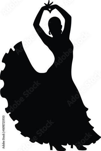 dancer performing graceful movements silhouette on transparent background
