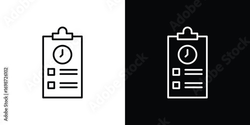 Timesheet icons. Stroke line art icons