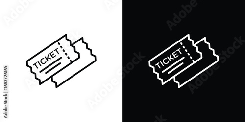 Ticket stub icons. Stroke line art icons