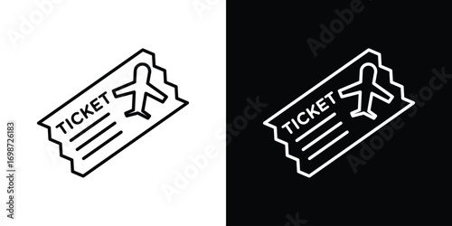 Ticket icons. Stroke line art icons