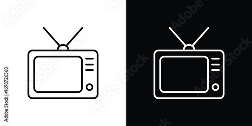 Television icons. Stroke line art icons