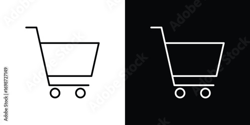 Shopping trolley icons. Stroke line art icons