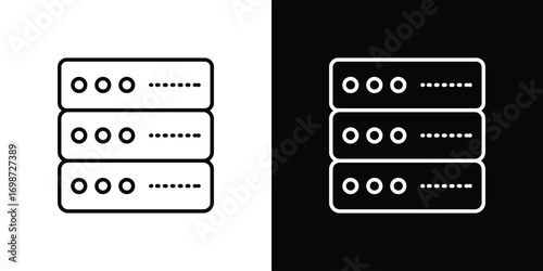 Server rack icons. Stroke line art icons