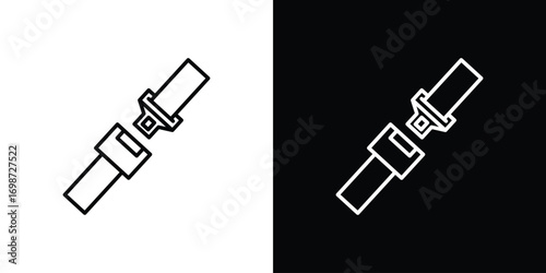 Seatbelt icons. Stroke line art icons
