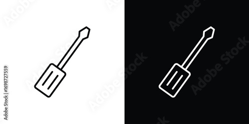 Screwdriver icons. Stroke line art icons