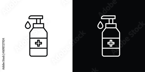 Sanitizer icons. Stroke line art icons