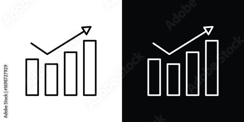 Sales growth icons. Stroke line art icons