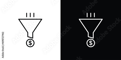 Sales funnel icons. Stroke line art icons