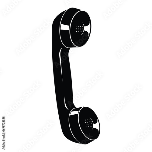 Vintage black telephone handset classic retro communication device isolated vector