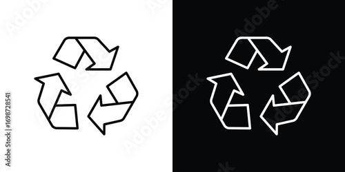 Recycling icons. Stroke line art icons
