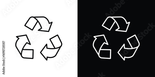 Recycle icons. Stroke line art icons