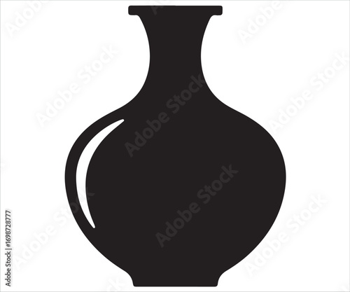 "Silhouette of vase in vector illustration, decorative pottery container symbol representing ceramic art, antique design, home decor, classic style, ancient culture, elegant shape, and ornamental artw