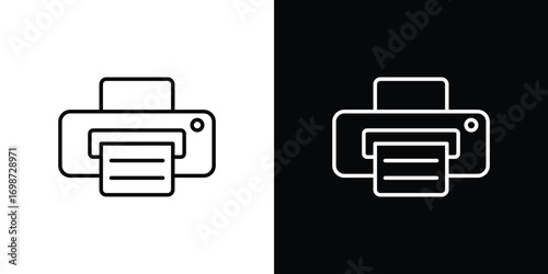 Print icons. Stroke line art icons