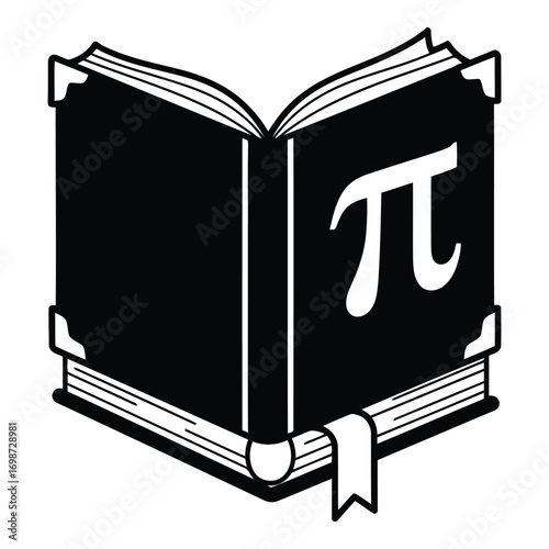 Open book with pi symbol mathematics education knowledge science learning symbol vector