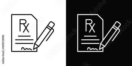 Prescription icons. Stroke line art icons