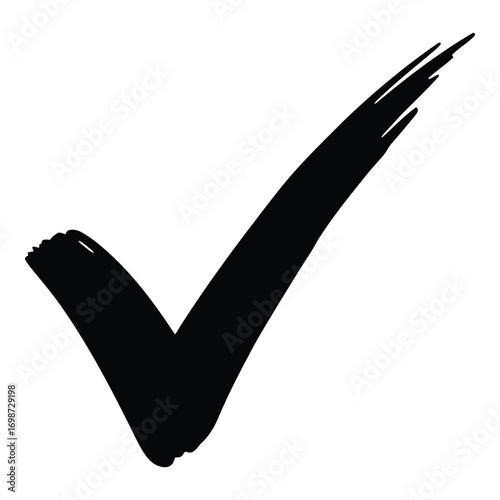 Bold black check mark symbol simple and effective for various uses vector