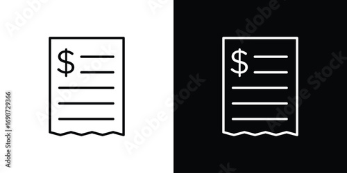 Payment receipt icons. Stroke line art icons