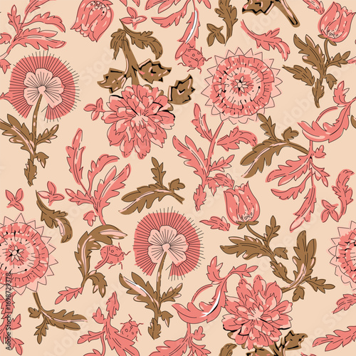 Classic Popular Flower Seamless pattern background - For easy making seamless pattern use it for filling any contours